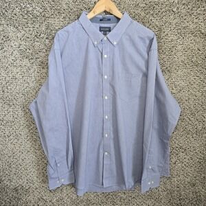 Mason James Shirt Mens XXL 2XL Blue Button Down Stretch Long Sleeve Casual